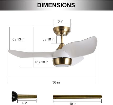 Intelligenter weißer Deckenventilator mit 6 einstellbaren Geschwindigkeiten und Sprachsteuerung