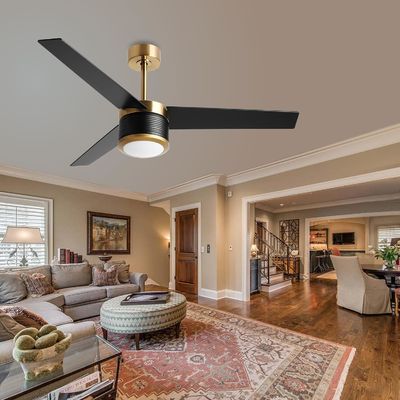 Smart WIFI Deckenventilator in Weiß Schwarz Gold 52 Zoll Vollhelligkeit