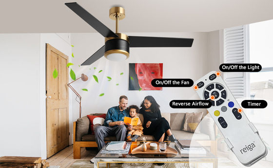 Smart WIFI Deckenventilator in Weiß Schwarz Gold 52 Zoll Vollhelligkeit