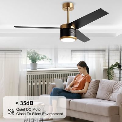Smart WIFI Deckenventilator in Weiß Schwarz Gold 52 Zoll Vollhelligkeit