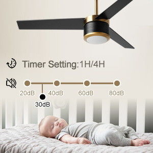Smart WIFI Deckenventilator in Weiß Schwarz Gold 52 Zoll Vollhelligkeit