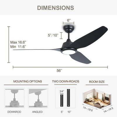 56 Smart Ceiling Fan Light mit Alexa/Google Heimsteuerung