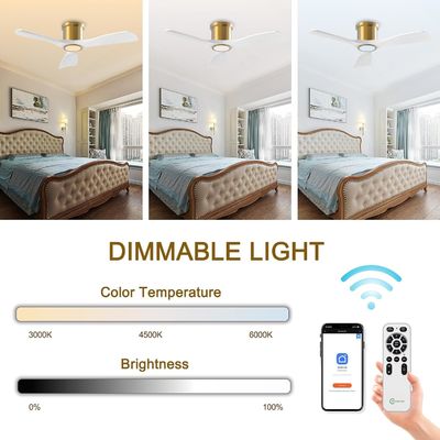 3000K Schwarzer 52-Zoll-Deckenventilator mit leicht effizientem umkehrbarem Gleichstrommotor