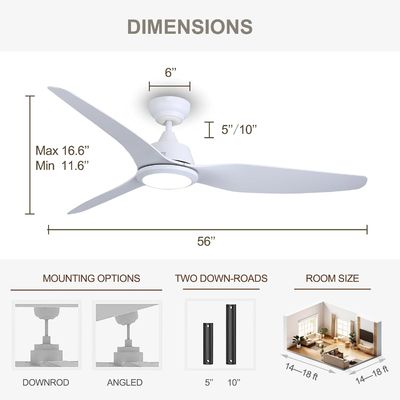 56 Zoll leise Deckenventilator mit Gleichstrommotor und Beleuchtung