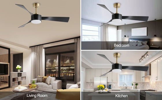 Intelligente Energieeinsparung 52 Zoll Deckenventilator Beleuchtung in Schwarz