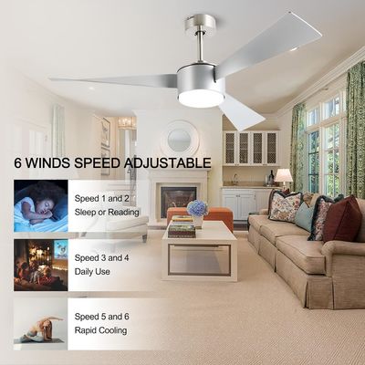 52-Zoll-Silber-Deckenventilator mit Fernbedienung