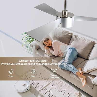 52-Zoll-Silber-Deckenventilator mit Fernbedienung