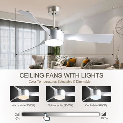 52-Zoll-Silber-Deckenventilator mit Fernbedienung