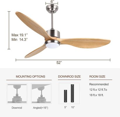 Weiß Schwarz Gold 52 Deckenventilator mit leichten 6-Gang-Gleichstrommotor