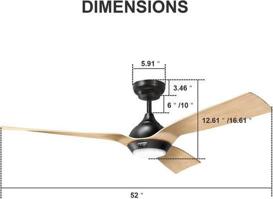 52-Zoll-Deckenventilator Stromgestütztes Design Außen Downrod Mount Deckenventilator mit Licht
