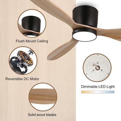 Weiß-Schwarz-Gold 52-Zoll-Deckenventilator mit Energiesparfunktion