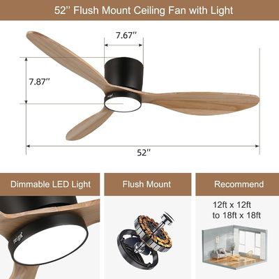 Weiß-Schwarz-Gold 52-Zoll-Deckenventilator mit Energiesparfunktion