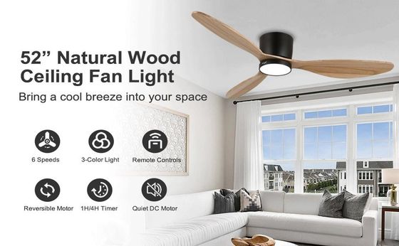 Weiß-Schwarz-Gold 52-Zoll-Deckenventilator mit Energiesparfunktion
