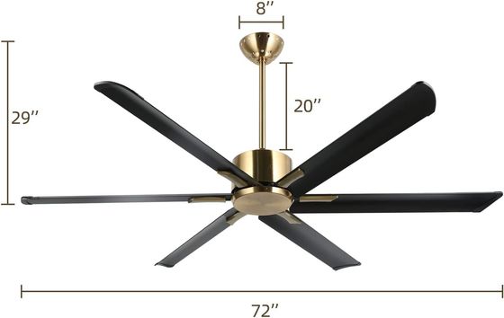 72-Zoll-Smart-Deckenventilator mit Lichtern in Schwarz/Weiß/Gold