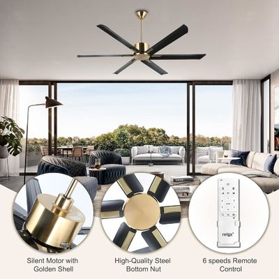 72-Zoll-Smart-Deckenventilator mit Lichtern in Schwarz/Weiß/Gold