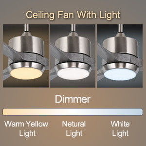 Leise DC Motor Deckenventilator mit Smart APP Steuerung 3-Farbe dimmbare LED-Licht und 6 Geschwindigkeitswahl