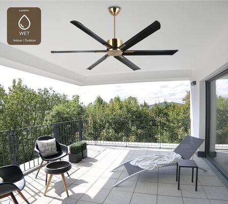 72-Zoll-Smart-Deckenventilator mit Lichtern in Schwarz/Weiß/Gold