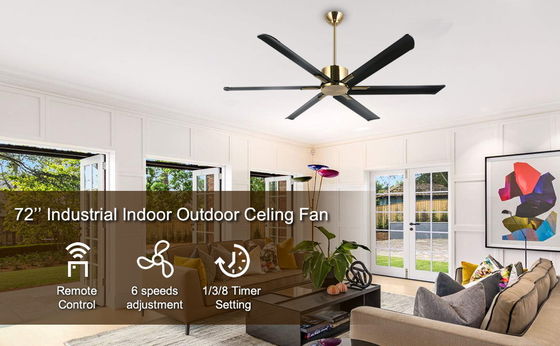 72-Zoll-Smart-Deckenventilator mit Lichtern in Schwarz/Weiß/Gold