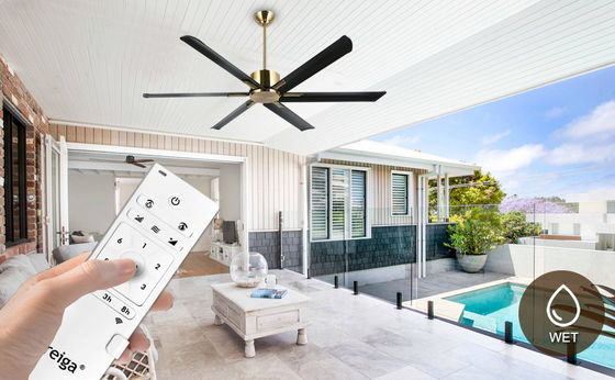 72-Zoll-Smart-Deckenventilator mit Lichtern in Schwarz/Weiß/Gold