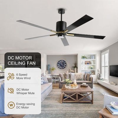 Weißer Gleichstrommotor leise Blatt Deckenventilator Licht 72 Zoll mit 3 Farbwechselgeschwindigkeiten