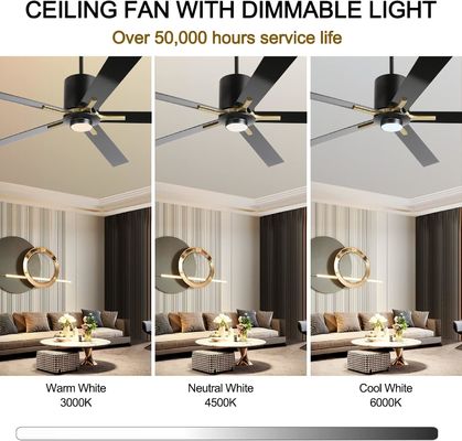 Weißer Gleichstrommotor leise Blatt Deckenventilator Licht 72 Zoll mit 3 Farbwechselgeschwindigkeiten