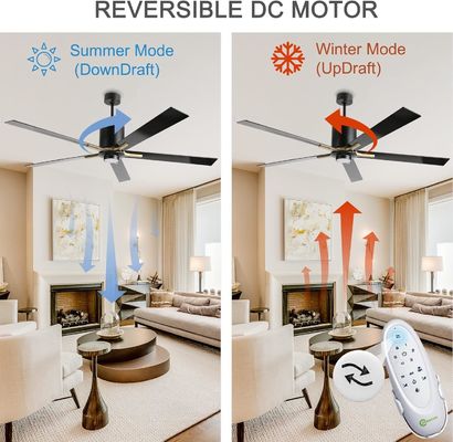 Weißer Gleichstrommotor leise Blatt Deckenventilator Licht 72 Zoll mit 3 Farbwechselgeschwindigkeiten