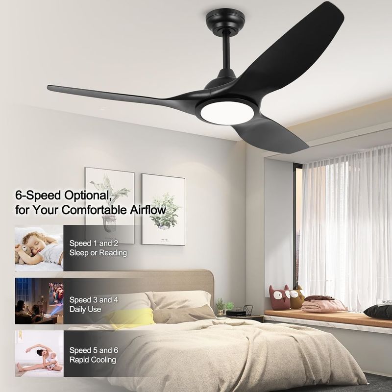 52-Zoll-Ventilator mit Licht 3 Farbtemperatur für Schlafzimmer